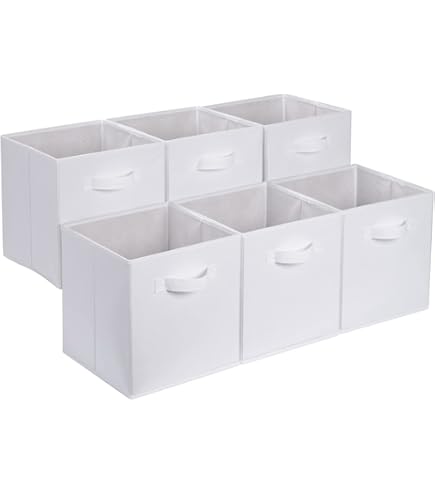 Lifewit 6 Cubi Portaoggetti Pieghevoli In Tessuto, Con Manici, 33x38x33 Cm (42L), Grigio, Per Armadio, Giocattoli, Vestiti