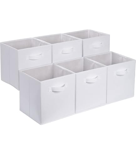 Lifewit 6 Cubi Portaoggetti Pieghevoli In Tessuto, Con Manici, 33x38x33 Cm (42L), Grigio, Per Armadio, Giocattoli, Vestiti