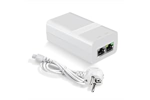 PROCET POE SYSTEM PROCET Gigabit PoE Iniettore 48V 15,4W IEEE802.3af standard Conformità PoE Ethernet Adattatore per eero PoE 6, UniFi U6 Pro, G5 Pro Bullet, Reolink IP Telecamera, punto di accesso, PoE campanello