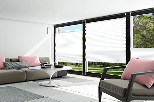 OUBO Plissee Klemmfix Jalousie ohne Bohren mit Klemmträgern verspannt, 60 x 140 cm, Weiß - 7