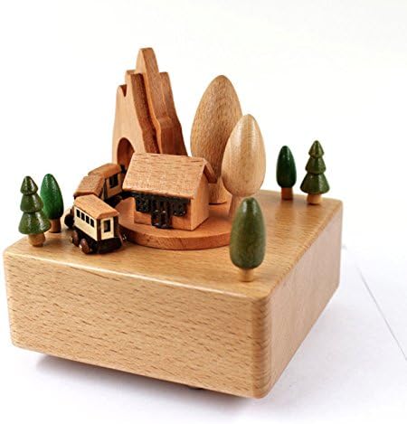 Wooden Music Box Music Box Wood Craft Creative Birthday Gift New Roller Coaster Train Music Box