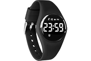 ZHEXOOM Montre de suivi d'activité numérique, résistante à l'eau et non Bluetooth LED Tracker de fitness, calories, distance, nombre de pas, horloge vibrante, chronomètre rechargeable, montre podomètre pour