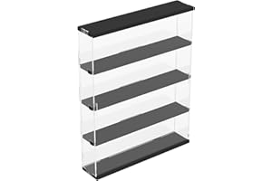 JOODYYOO Joody - Escaparate de pared para coleccionar, figura de coche, miniatura, modelo de 4 estantes, vitrina acrílica transparente con puerta deslizante, caja de plexiglás, almacenamiento, negro, 40 x 8,5