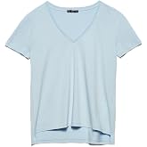 DILVIN Kadın V Yaka Basic T-shirt Kısa Kollu Pamuklu G&uuml;nl&uuml;k Yazlık Tiş&ouml;rt