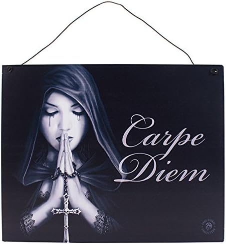 GOTHIC METAL SIGN CARPE DIEM HANGING WALL PLAQUE ANNE STOKES