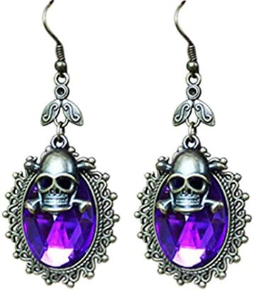 YOUBETTER Skeleton Earrings Original Gothic Halloween Retro Earrings (Purple)