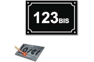Mygoodprice Plaque gravée pour numéro de Rue autocollante 15x10cm personnalisée Noir