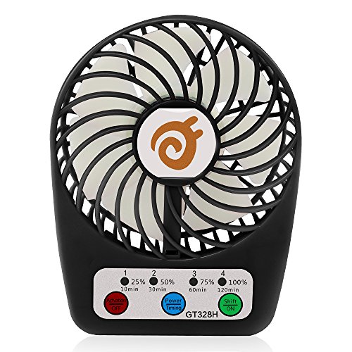 D-FantiX Tragbare Lüfter Batteriebetrieben Tischventilator, 3-Zoll Mini Tisch Ventilator mit 3-Leistungsstufen, Persönlicher Fan für Reise, Büro, Laptop, Outdoor (Schwarz)