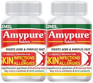 AIMIL Amypure Ayurvedic Blood Purifier Tablets For Pimple Free, Fair & Glowing Skin - (100 x 2) = 200 Tablets