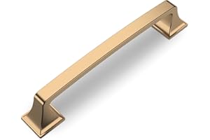 Amerdeco 10 Stück Möbelgriffe Champagner Gold 128mm Lochabstand Zinklegierung Griffe für Küchenschränke Schrankgriffe Schubladengriffe Türgriffe für Küchenschränke Kleiderschrank UK0015