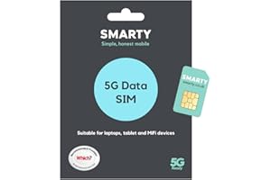 SMARTY 5G DATA ONLY SIM CARD, Superfast 5G at No Extra Cost, Pay when you Activate, Perfect for Travel - Suitable for Laptops, Tablets and MiFi Devices