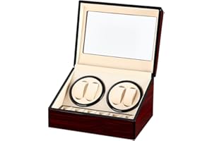 LINGFANSTORE Automatische Uhrenbeweger Box,luxuriöser Uhrenbeweger,Uhrengehäuse mit leisem Mabuchi Motor,PU-Leder Uhrengehäuse mit Netzteil,Lagerung Schmuckschatulle…