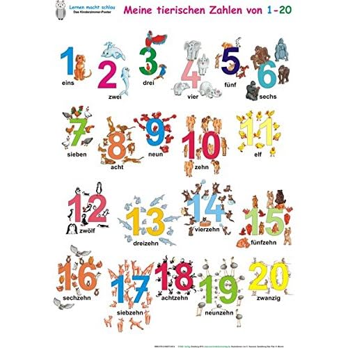 Meine tierischen Zahlen von 1-20. Poster: Deutsch Meine tierischen Zahlen von 1-20. Poster: Deutsch