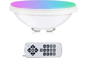 KWODE Pool Par56, iluminación de piscina RGB de 54 W con control remoto, foco subacuático, luz de piscina LED de 12 V CA/CC, resina lámpara de piscina plana para PC, impermeable IP68