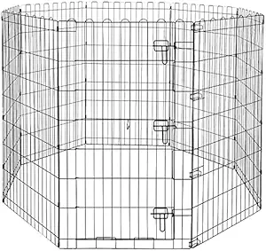 Furry Critters Foldable Metal Pet Dog Exercise Fence Pen with Gate Black, 24 Inch