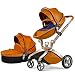 Hot Mom Pushchair 2016, 3 in 1 Baby Stroller Travel System With Bassinet Brown (blue)