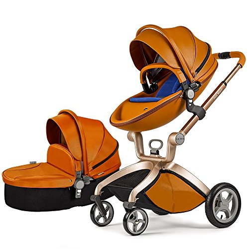 Hot Mom Pushchair 2016, 3 in 1 Baby Stroller Travel System With Bassinet Brown (blue)