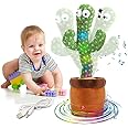 VGRASSP Mimicry Toy Cactus with Lights and Music - Repeat and Record Whatever You say, Wiggles with Music - Interactive Rechargeable Toy for Kids