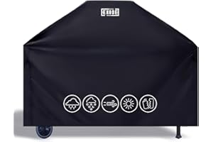 EKODE™ BBQ Cover Waterproof, Barbecue Cover Waterproof 210D Heavy Duty BBQ Grill large Cover. Rip-Proof, Dust-proof & Anti-UV for Weber with Storage Bag, Brinkmann, Outback, Char Broil - 144x61x147cm