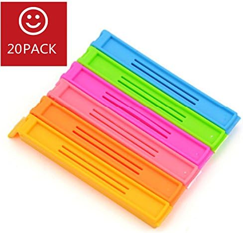 Youmei® [20 Pack]Green Food Snacks Plastic Sealing Clip Kitchen Easy Sealing Clip (Yellow Green Blue Orange Rose Red Pink) (20/mixed color in bulk)