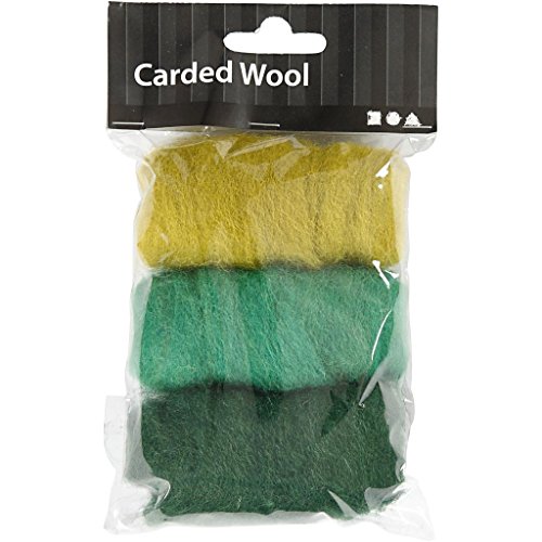 Kardierte Wolle, Grün/Türkistöne, 3×10 g - 2