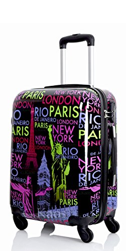 G.Kaos - Maleta De Cabina Equipaje de Mano - En Policarbonato Superligera - Pel&iacute;cula Protectora Para Quitar - Para Vuelos Como Ryanair Y Otros - Fantas&iacute;a CapitalsBlack 50cm