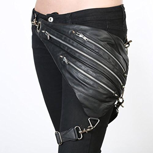 Lordazz Retro Women MEN Gothic Rock Leather Steampunk Bag Steam Punk Retro Rock Gothic Goth Shoulder Waist Bags Packs Victorian Style for Women Men + leg Thigh Holster Bag … (Type3)