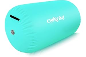 OWROMI Inflatable Gymnastics Air Mat Tumble Track with Gymnastics Air Barrel - Inflatable Air Spot Tumbler Backbend Trainer Air Roller Tumbling Mat with Electric Pump