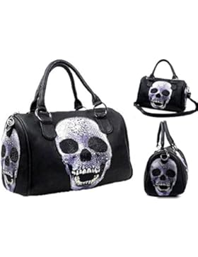 Damen Handtasche Totenkopf Skull Bone Bowling Bag Gothic Punk Damentasche