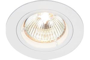 SAXBY LIGHTING Saxby Cast Modern Recessed 50W Fixed Twist & Lock Mains 240V LED Compatible GU10 IP20 Rated Gloss White Ceiling Spot Downlight for Kitchen Bedroom Lounge etc.
