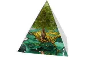 VNSTKWW Moonstone Crystal Orgone Pyramid Ogan Crystal Energy Tower Nature Reiki Chakra Crushed Stone Jewelry Flower of Life Crystal Orgonite Pyramid Healing Chakra Pyramid