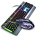 Produktbild WASD Gaming Tastatur und Maus Set, mechanische Feel Rainbow Backlit Metall Ergonomisch verdrahtete USB Tastatur + 3200DPI atmen Hintergrundbeleuchtung Maus