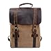 Produktbild Y-DOUBLE Fashion Segeltuch Leder Canvas Vintage-Stil Unisex Junge Reisetasche Wandertasche 15 inch Laptop Rucksack für Studenten Freizeit (Brown)