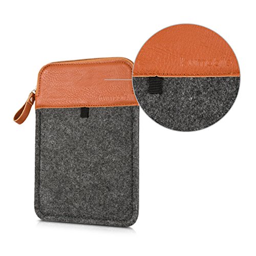 kwmobile Tablettasche Filz Sleeve für 7″ Tablet – Tablet Schutzhülle Tasche Case Hülle in Dunkelgrau Braun Innenmaße: ca. 20,6 x 13,9 cm - 4