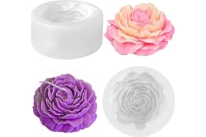BAANFLY 3D Large Peony Honeycomb Candle Moulds Flower Rose Silicone Mold Soy Wax Beeswax Aromatherapy Soap Making Chocolate Baking Molds for Birthday Anniversary Wedding Party Decoration (Clear)