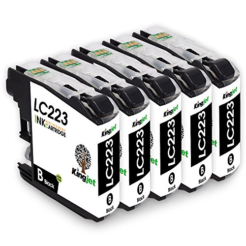 Kingjet 5 Stück LC223 Schwarz Tintenpatronen hohe Kapazität Ersatz für Brother LC 223 mit Chips und Füllstandsanzeige kompatibel mit Brother DCP-J4120DW MFC-J4420DW MFC-J4620DW MFC-J4625DW MFC-J5320DW MFC-J5620DW MFC-J5720DW DCP-J562DW MFC-J480DW MFC-J680DW MFC-J880DW