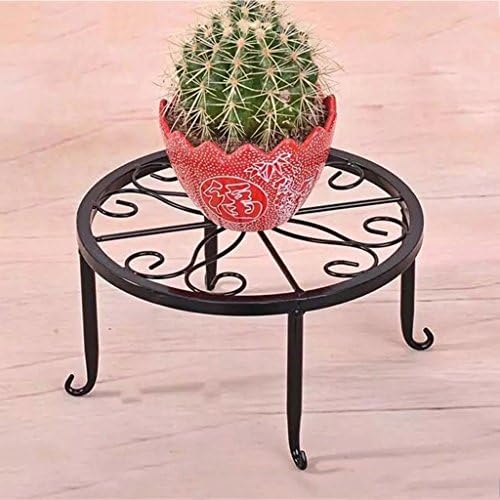 QHD Creative Iron Flower Frame Floor Balcony Flower Bed Frame Indoor Living Room Green Radish Single Layer Of Meat Trough (Color : Black, Size : 24*13cm)