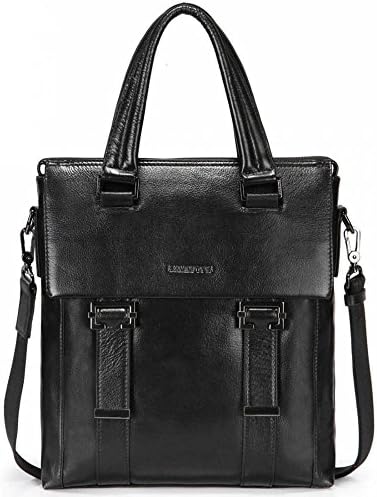 Genuine Leather First Lawyer Business Men Tote Handbag Black