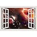 Produktbild BAIYUDE 3D Fenster Landschaft Wandaufkleber Wohnkultur Aufkleber Weltraum Aufkleber Planet Galaxy Tapeten Wohnkultur Wohnzimmer Wandkunst 80X120 cm