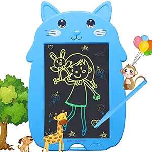 Easy Scribbler 9 Inch LCD E-Writing Pad Comes with Cat and Panda Collections Multi Color Options for Writing and Drawing, E - Writing Tablet for Kids and Students (Blue)