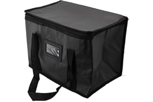 KHIRONHIVE Insulated Food Delivery Bag, Waterproof Oxford and Aluminium Foil Lining with Pearl Cotton, Thermal Warm and Cold Carrier for Pizza, Takeaway Meals and Restaurant Catering(28L)