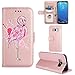 Produktbild Hülle Galaxy S8 Flamingo Glitzer, Misteem Elegant Luxus Motiv Cartoon Anime Schutzhülle Magnetisch Brieftasche Stoßfest Staubschutz Flip Klapphülle für Samsung Galaxy S8 - Rosé Gold