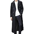 Pantete Man’s Double Breasted Trench Coat Oversized Casual Windbreaker Lapel Long Jacket Plush Overcoat.