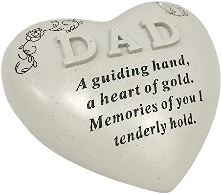 David Fischhoff Dad Diamante Heart Stone, Poly Resin, Cream, 16.5 x 8.5 x 15.5 cm