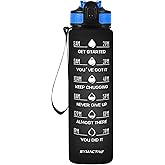 Amazon Brand - Symactive 1 Litre Plastic Water Bottle with Sipper, Straw and Carry Loop | For Adults & Kids | Leak-Resistant 