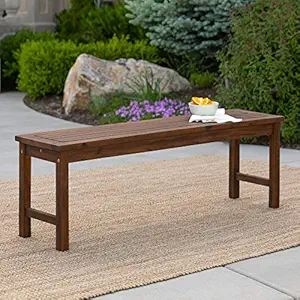 Walker Edison Furniture Company Wood All Weather Backyard Bench , Brown