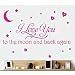 TOOGOO(R) LOVE Quotes Wall Decor Wall Art I LOVE YOU To The Moon And Back Wall Sayings Quotes Easy Apply Wall Sticker Wall Art for Children Bedroom Baby Nursery Home Decor-pink