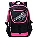 Produktbild KAXIDY Schulrucksack Schulranzen Sportrucksack Backpack für Mädchen Jungen Damen Herren Kinder Jugendliche (Schwarz / Rose-rot)