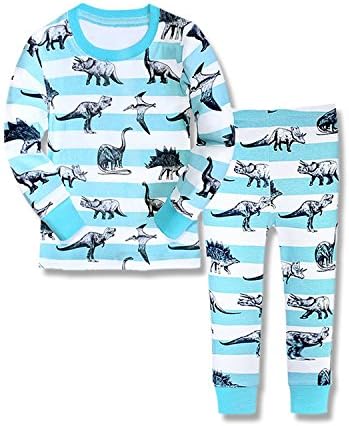 Pandaprincess "Blue dinosaur" Little Boys 2 Piece Pajama 100% Cotton(2-9years) (3T, light blue)