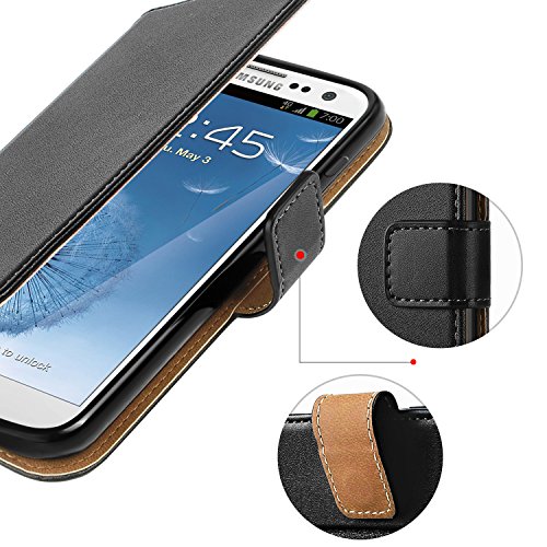 HOOMIL Funda Samsung Galaxy S3  Cuero Premium Fundas para Samsung S3   S3 Neo Carcasa Case  H3035  Negro 